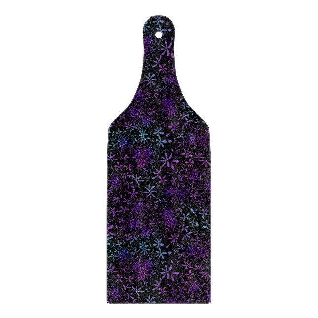 Retro Purple Turquoise Floral Batik Cutting Board (Front)