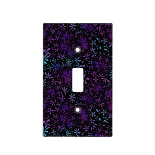Retro Purple Turquoise Floral Batik Light Switch Cover