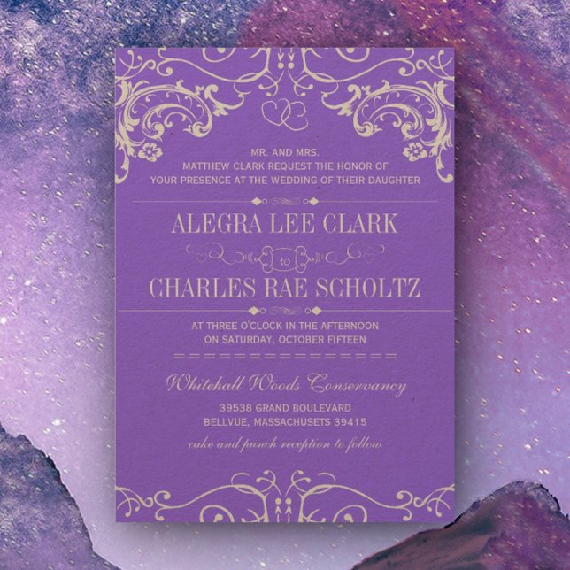 Retro Purple Vintage Modern Typography  Invitation (Creator Uploaded)
