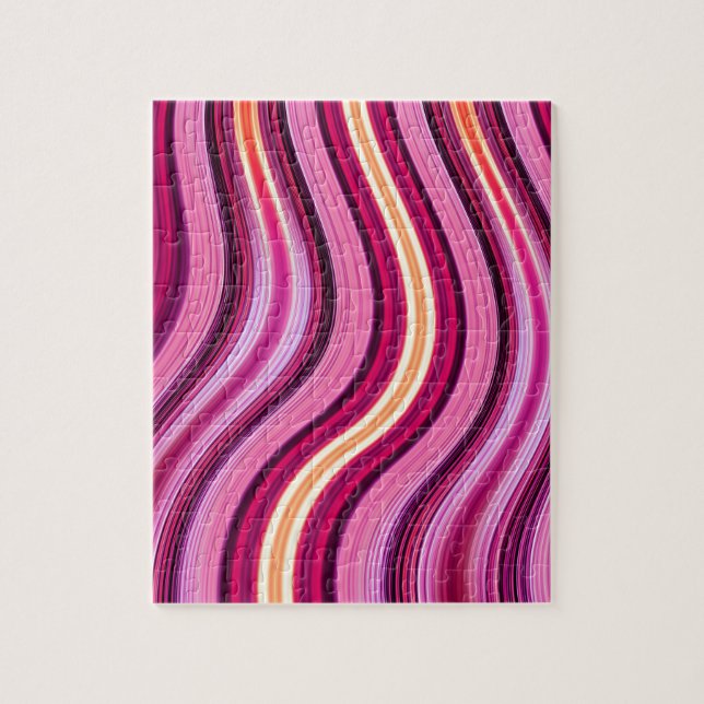 Retro purple wavy stripes pattern jigsaw puzzle (Vertical)