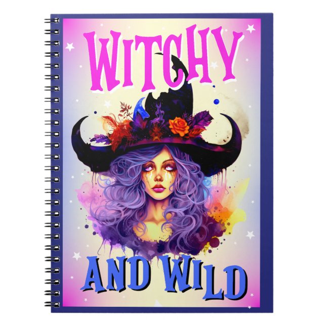 Retro Purple Witchy _  Halloween  Notebook (Front)