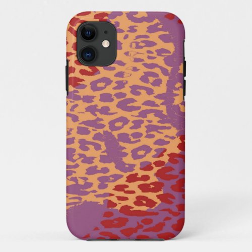 Retro purple yellow brown leopard print skin iPhone 11 case