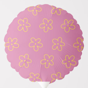 Retro Purple Yellow Floral Simple Flower Pattern Balloon