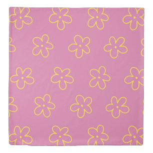 Retro Purple Yellow Floral Simple Flower Pattern Duvet Cover