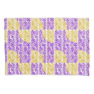 Retro Purple & Yellow Geometric Pattern Pillow Case