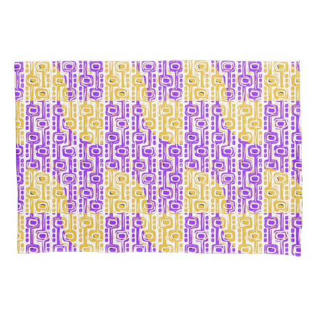 Retro Purple & Yellow Geometric Pattern Pillow Case (Front)