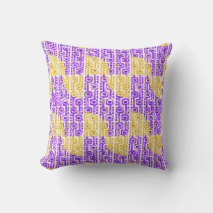 Retro Purple & Yellow Geometric Pattern Throw Pillow