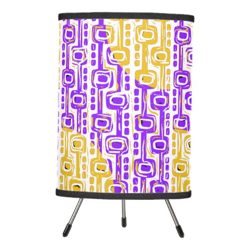 Retro Purple  Yellow Geometric Pattern Tripod Lam Tripod Lamp