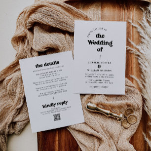 Retro QR Code All In One Wedding Invitation