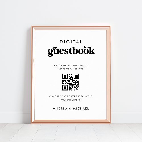 Retro QR Code Digital Guestbook Wedding Sign