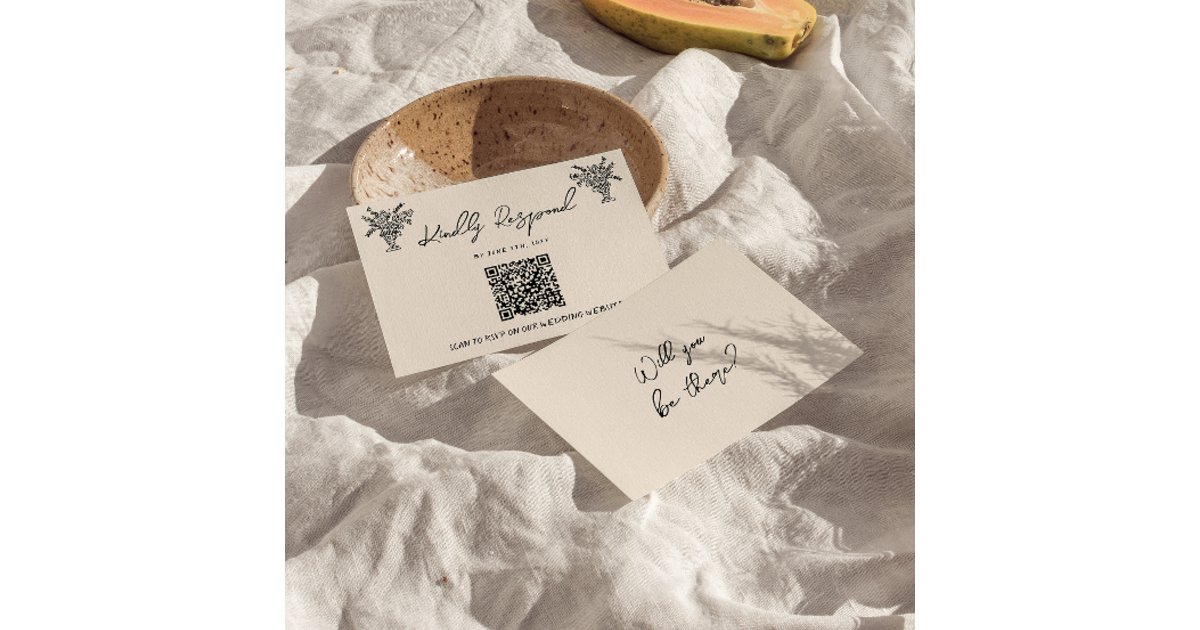 Retro Qr Code Retro QR Code Hand Written Drawn Quirky Wedding RSVP Card | Zazzle