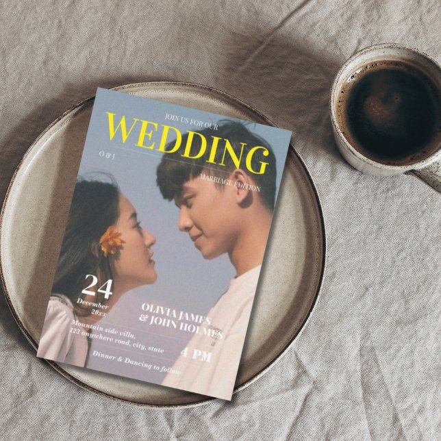 Retro QR code magazine wedding Invitation (Creator Uploaded)