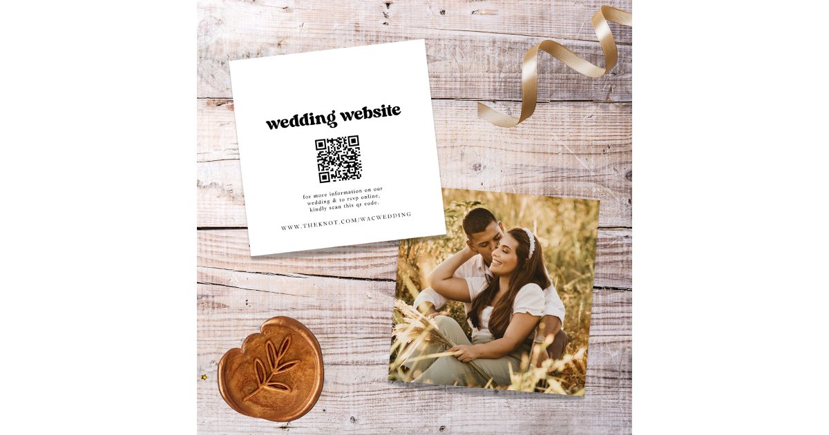 Retro Qr Code Retro Qr Code Photo Wedding Website Enclosure Card | Zazzle