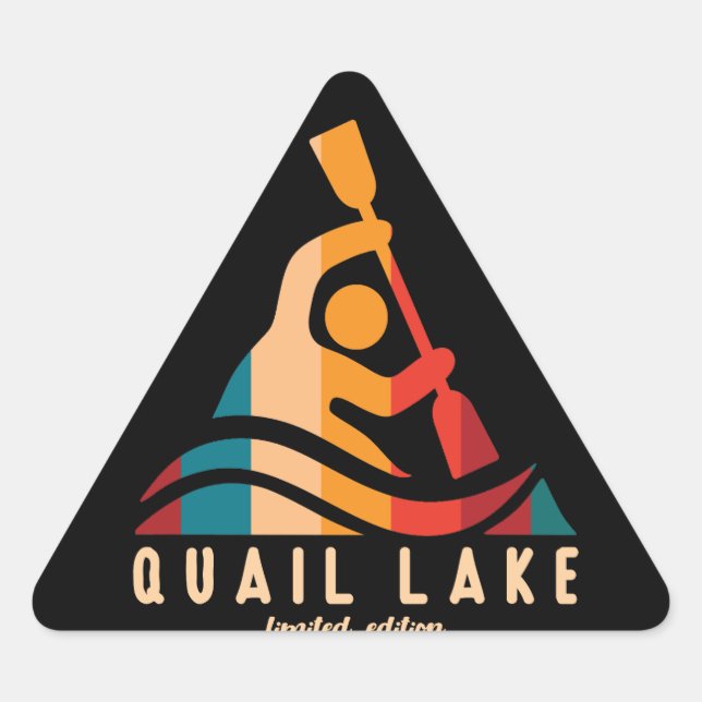Retro Quail Lake Kayaking Triangle Sticker (Front)