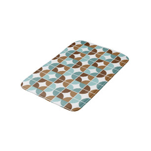 Retro Quarter Blue Brown Bath Mat