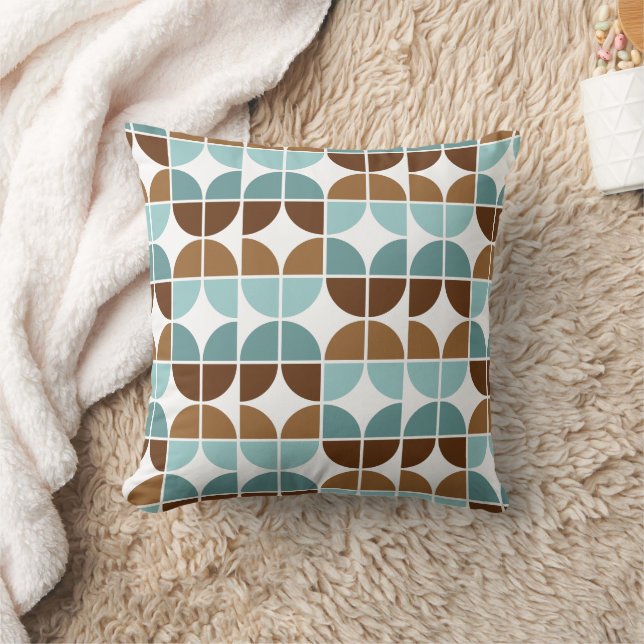 Retro Quarters Blue Brown Throw Pillow (Blanket)