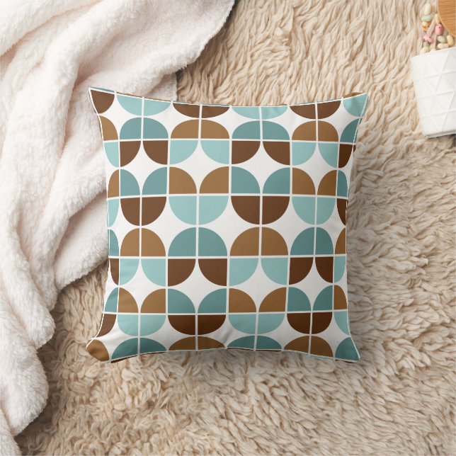 Retro Quarters Blue Brown Throw Pillow (Blanket)