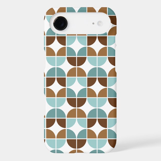 Retro Quarters Pattern in Blue Brown Case-Mate iPhone Case (Back)