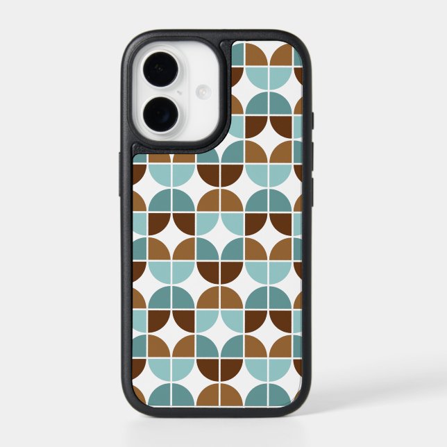 Retro Quarters Pattern in Blue Brown Otterbox iPhone Case (Back)