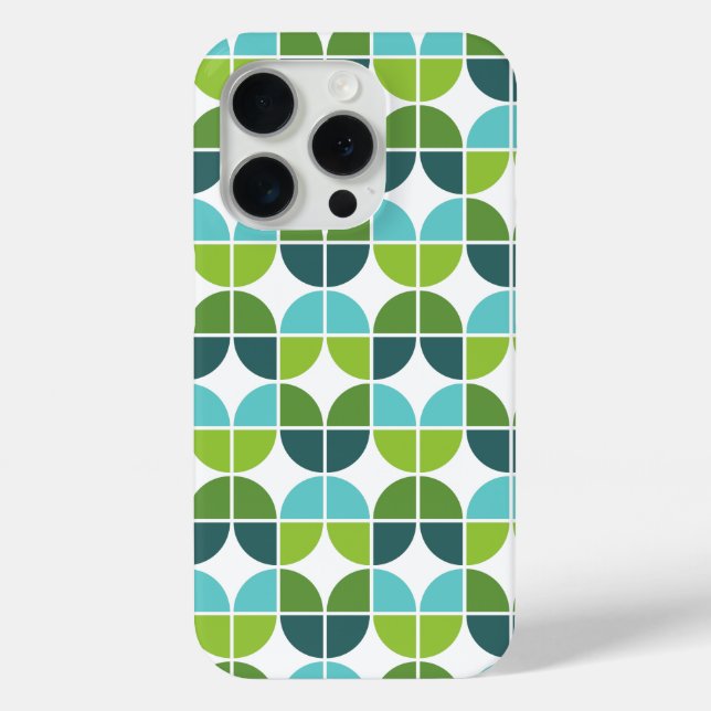 Retro Quarters Pattern in Blue Green Case-Mate iPhone Case (Back)