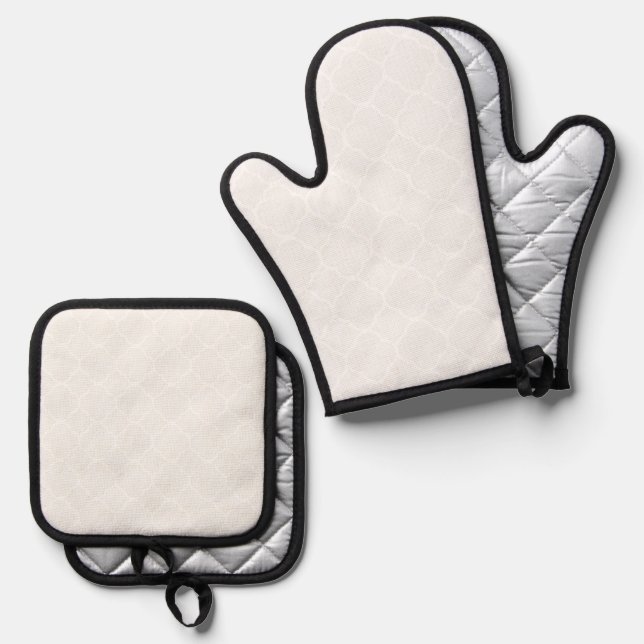 Retro Quatrefoil Background Oven Mitt & Pot Holder Set (Front/Back)
