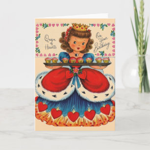 Retro Queen Of Hearts Birthday Greeting Card