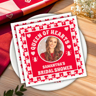 Retro Queen Of Hearts Bridal Shower Photo Napkins
