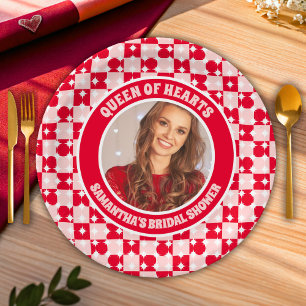 Retro Queen Of Hearts Bridal Shower Photo Paper Plates