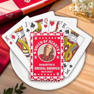 Retro Queen Of Hearts Bridal Shower Photo Poker Cards