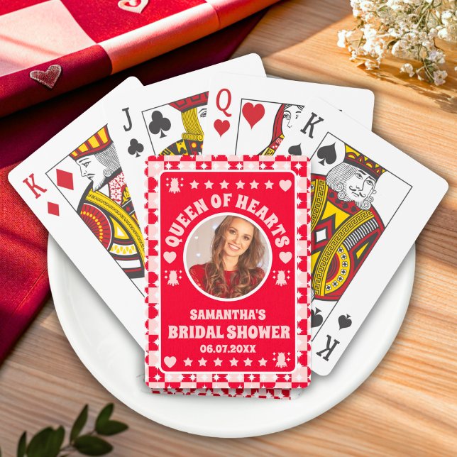 Retro Queen Of Hearts Bridal Shower Photo Poker Cards (Poker Cards)