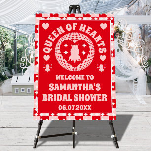 Retro Queen Of Hearts Bridal Shower Welcome Foam Board