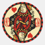 Retro Queen of Hearts Classic Round Sticker