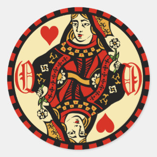 Retro Queen of Hearts Classic Round Sticker