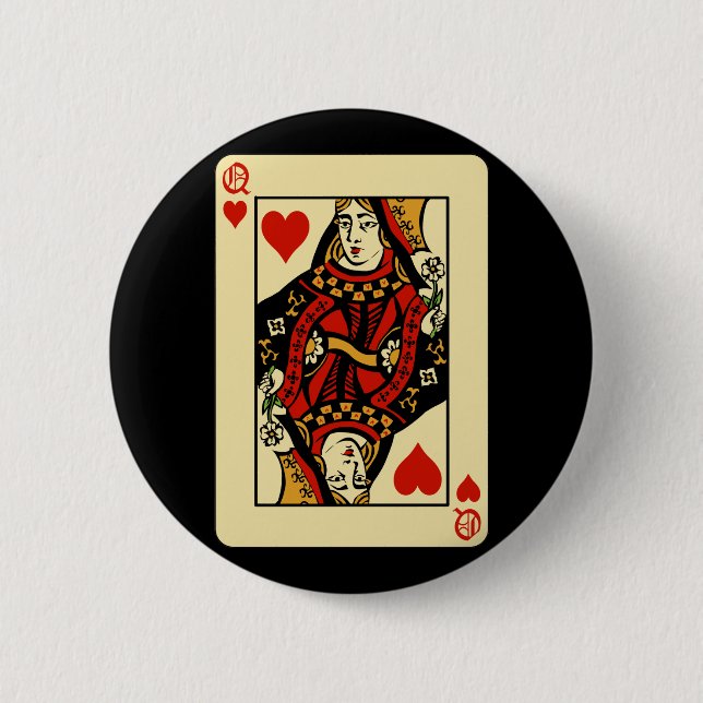 Retro Queen of Hearts Pinback Button (Front)