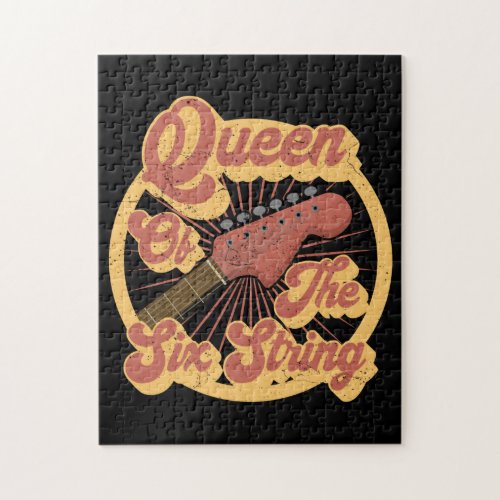 Retro Queen of the Six String Guitar Player Jigsaw Puzzle