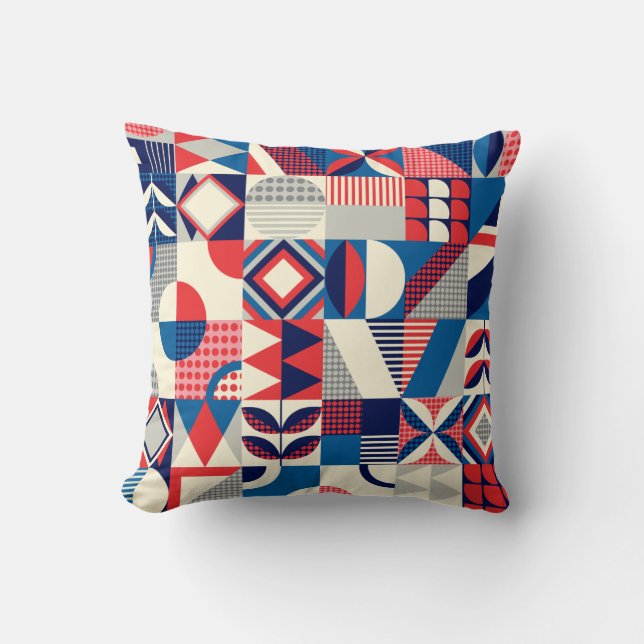 Retro Quilting Throw Pillow (Front)