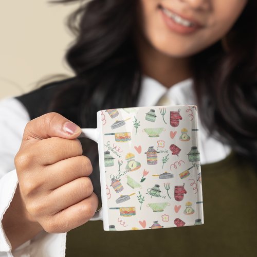 Retro Quirky Colorful Kitchen Theme Personalized Coffee Mug