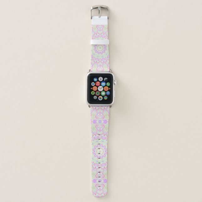 Retro Quirky Eclectic Boho Hippie Pastel Mandala Apple Watch Band (Front)