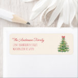 Retro Quirky Red Green Christmas Fun Bow Tree  Label<br><div class="desc">As you see the design features a unique green hand made and drawn quirky bow Christmas tree. With red hand written typography of your family . And your handwritten green return address. That is easily  customizable.</div>