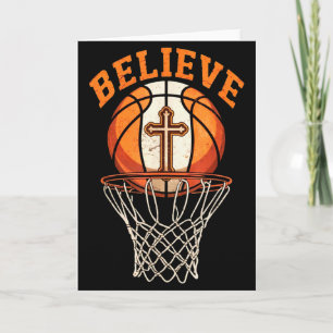 Retro Quote Believe Christian Basketball Motivatio Card