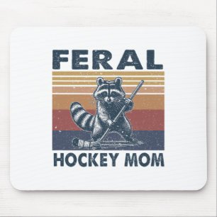 Retro Raccoon Feral Hockey Mom Hockey Player Trash Mouse Pad