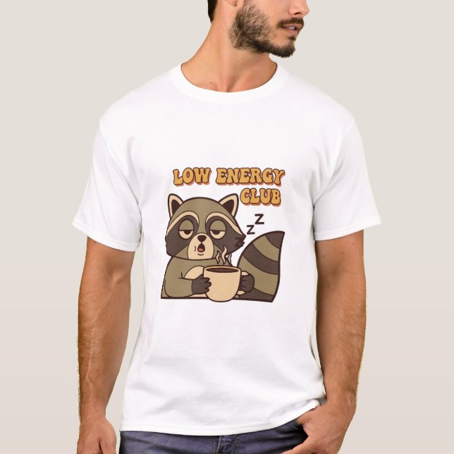 Retro Raccoon Low Energy Men’s Graphic T-Shirt (Front)