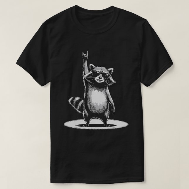 Retro Raccoon Rock Music Gift Men Kids Women Funny T-Shirt (Design Front)