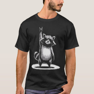 Retro Raccoon Rock Music Gift Men Kids Women Funny T-Shirt