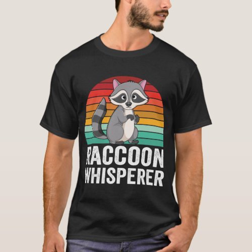 Retro Raccoon Whisperer design for cute animal Rac T_Shirt
