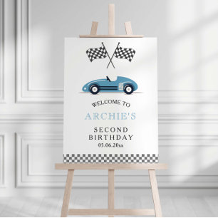 Retro Race Car Boy Second Birthday Party Foam Board
