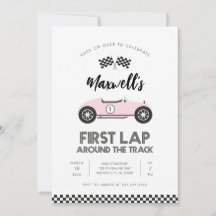 Retro Race Car First Lap Around the Track Birthday