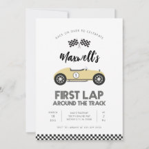 Retro Race Car First Lap Around the Track Birthday