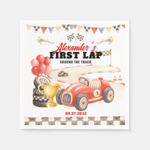 Retro Race Car First Lap Around the Track Birthday Napkins