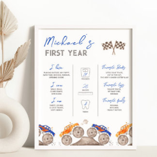 Retro Race Car Milestone Table Sign